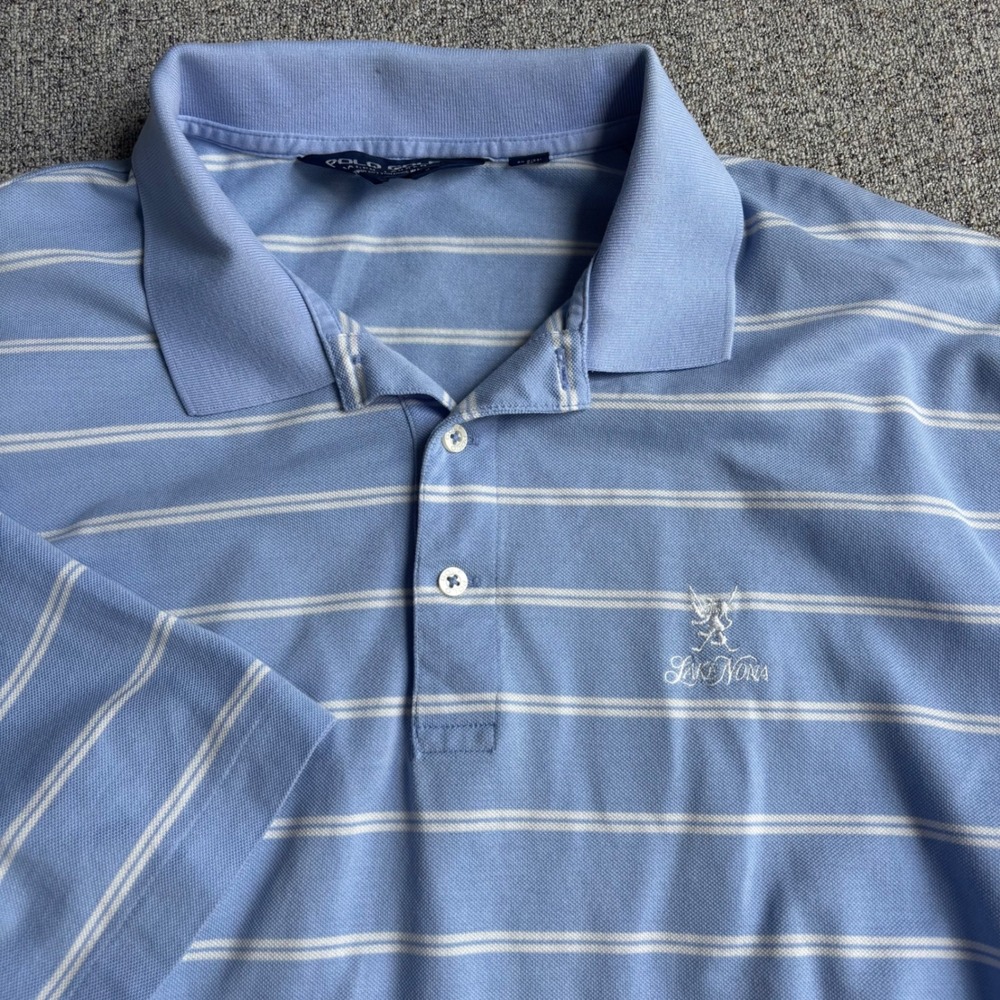 Polo Ralph Lauren Polo Mens XXL Blue Striped Golf Lake Nona Pima Cotton Short
